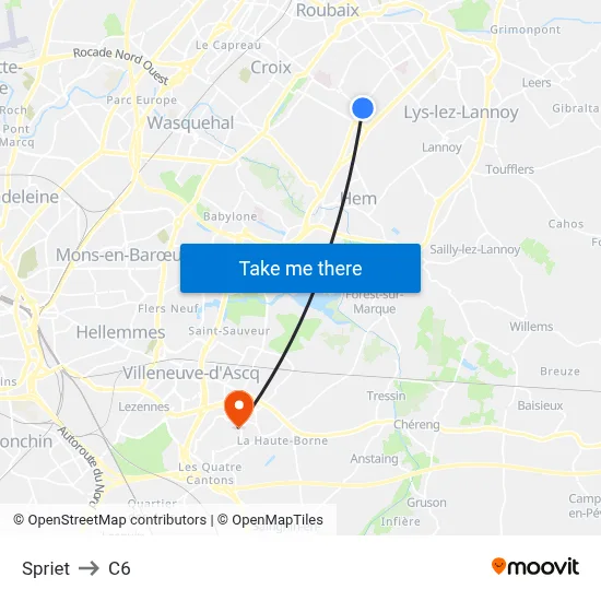 Spriet to C6 map