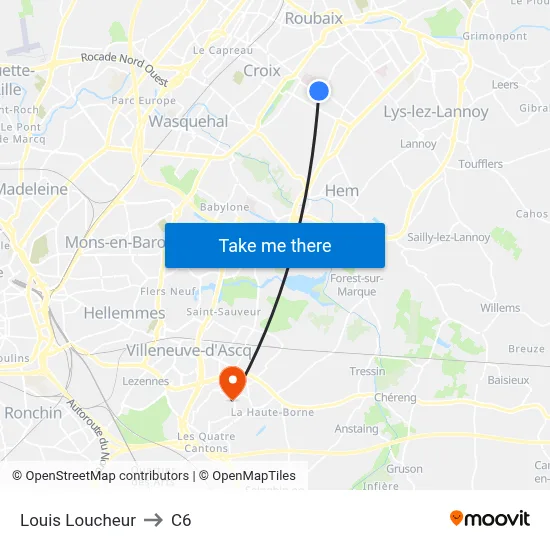 Louis Loucheur to C6 map