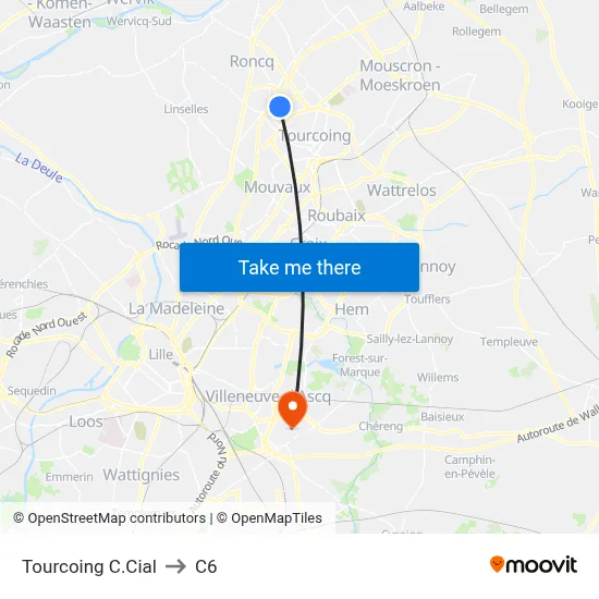 Tourcoing C.Cial to C6 map