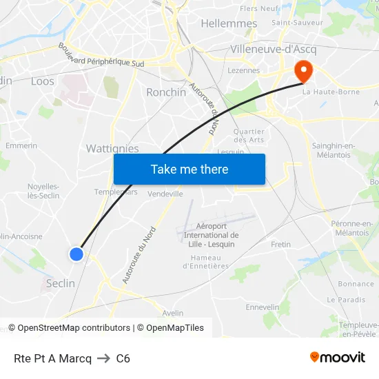 Rte Pt A Marcq to C6 map