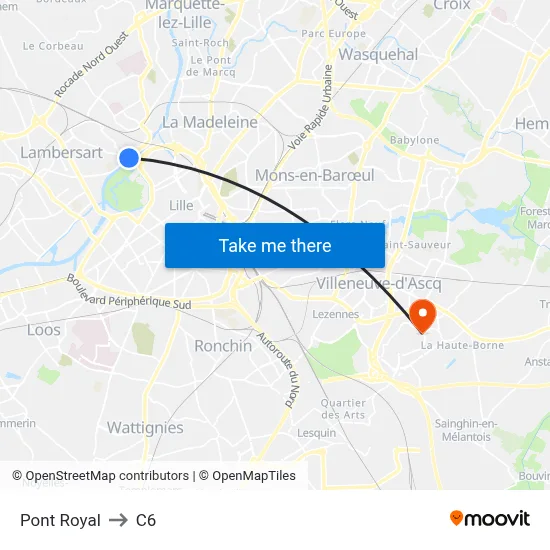 Pont Royal to C6 map