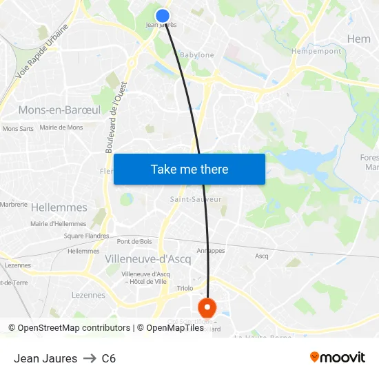 Jean Jaures to C6 map