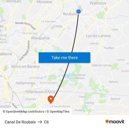 Canal De Roubaix to C6 map