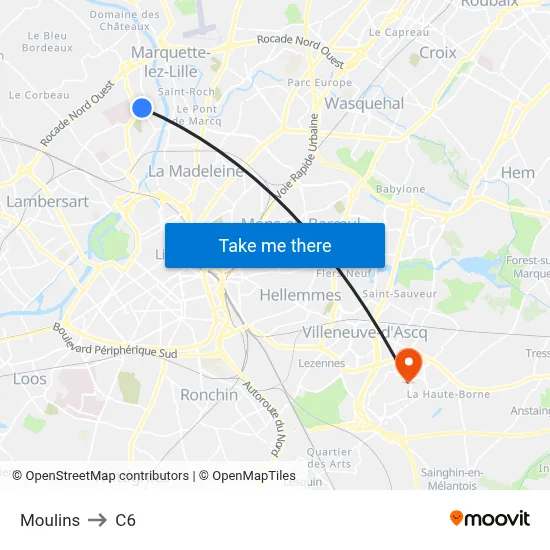 Moulins to C6 map