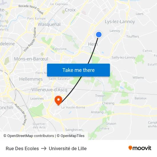 Rue Des Ecoles to Université de Lille map