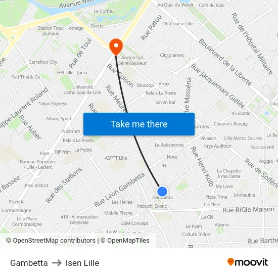 Gambetta to Isen Lille map