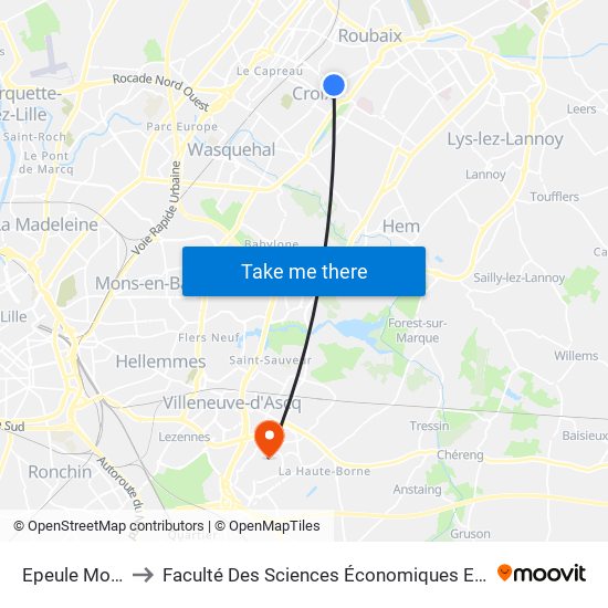 Epeule Montesquieu to Faculté Des Sciences Économiques Et Sociales Et Des Territoires map