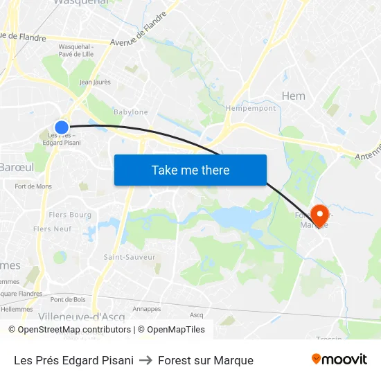 Les Prés Edgard Pisani to Forest sur Marque map
