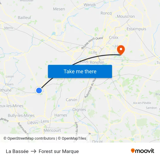 La Bassée to Forest sur Marque map