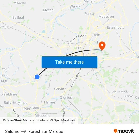 Salomé to Forest sur Marque map