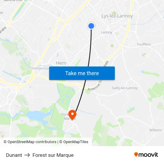 Dunant to Forest sur Marque map