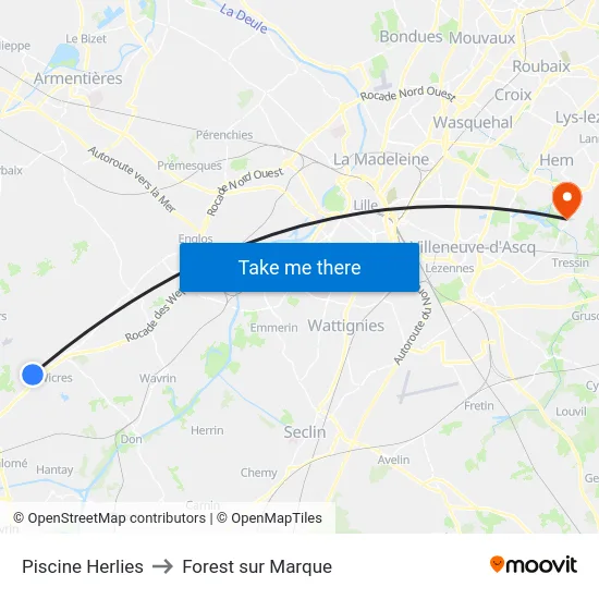 Piscine Herlies to Forest sur Marque map
