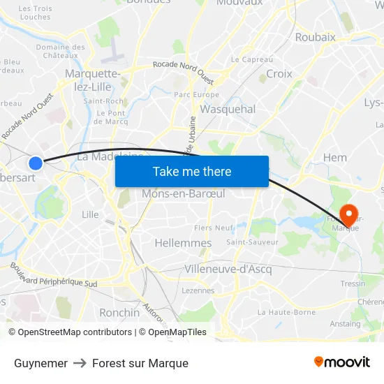 Guynemer to Forest sur Marque map