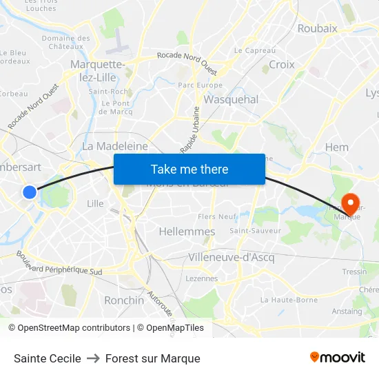 Sainte Cecile to Forest sur Marque map