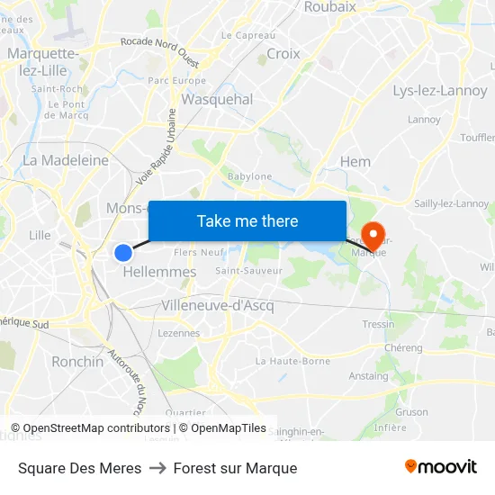 Square Des Meres to Forest sur Marque map