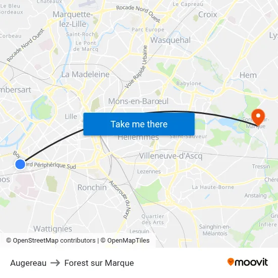 Augereau to Forest sur Marque map