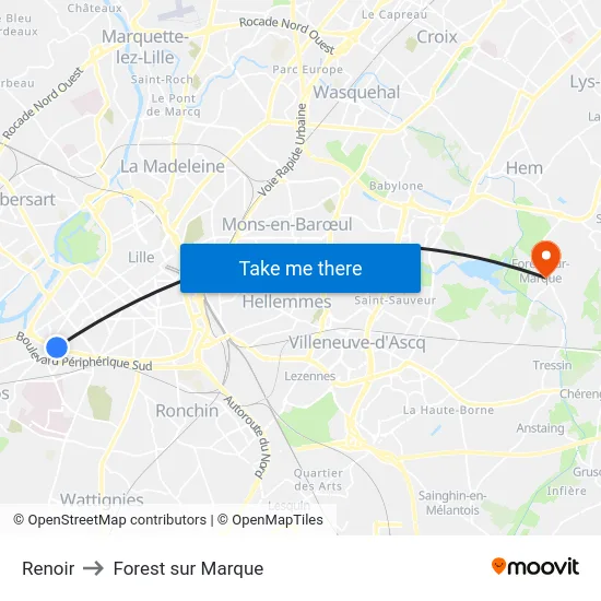 Renoir to Forest sur Marque map