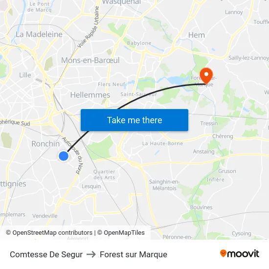 Comtesse De Segur to Forest sur Marque map