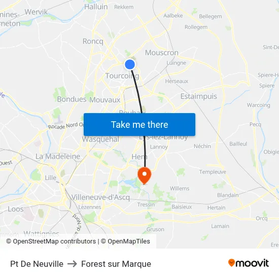 Pt De Neuville to Forest sur Marque map