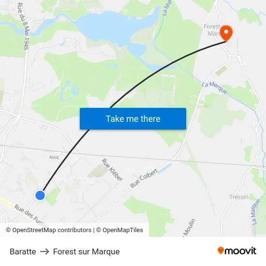 Baratte to Forest sur Marque map