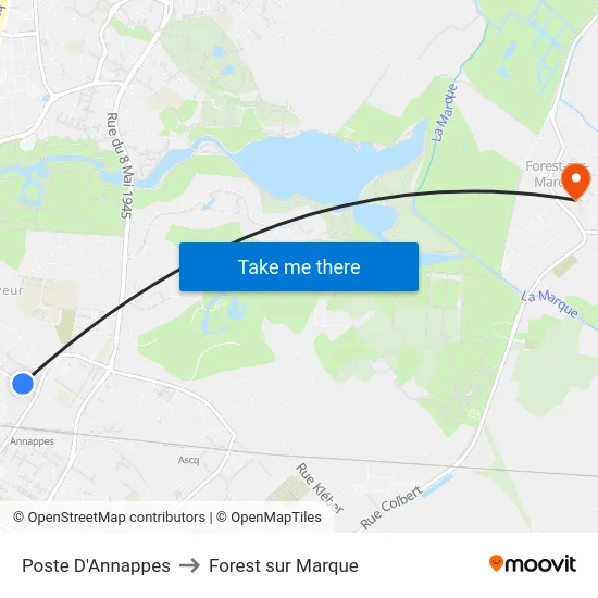 Poste D'Annappes to Forest sur Marque map