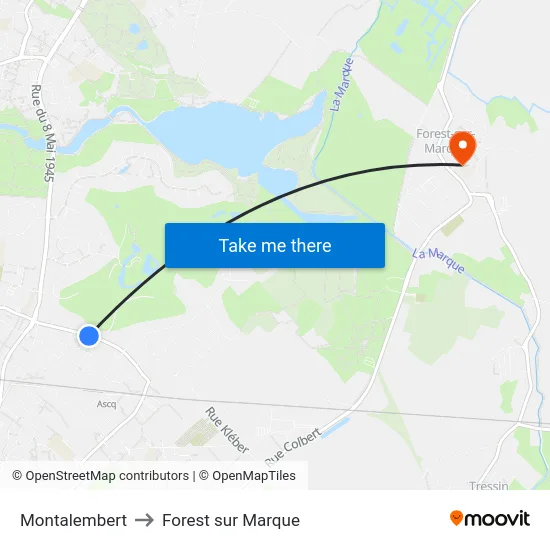 Montalembert to Forest sur Marque map