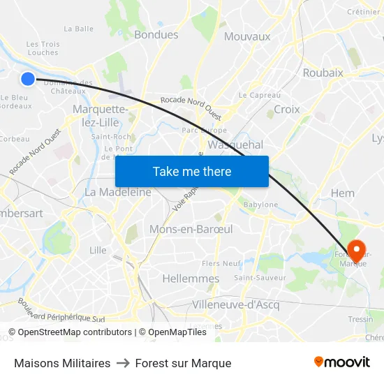 Maisons Militaires to Forest sur Marque map