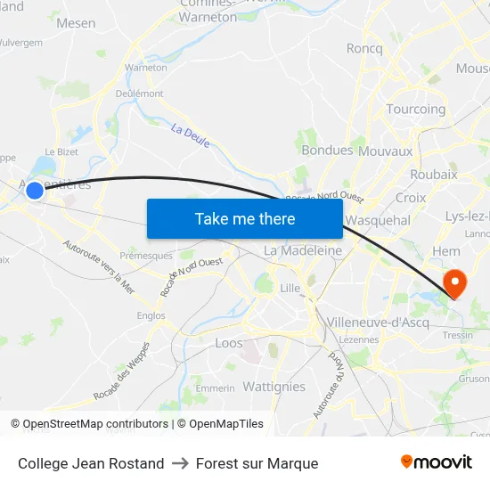 College Jean Rostand to Forest sur Marque map