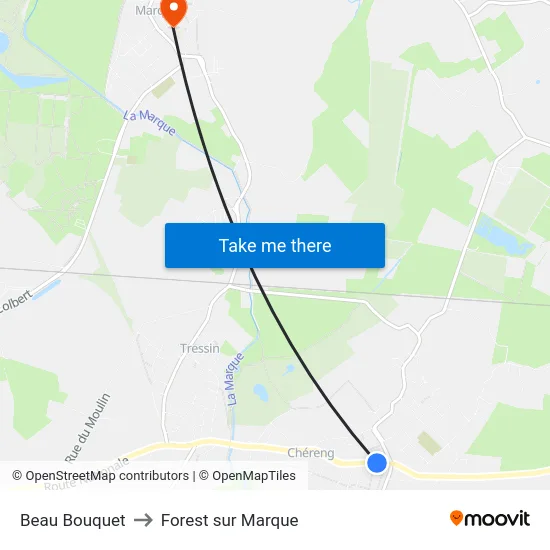 Beau Bouquet to Forest sur Marque map