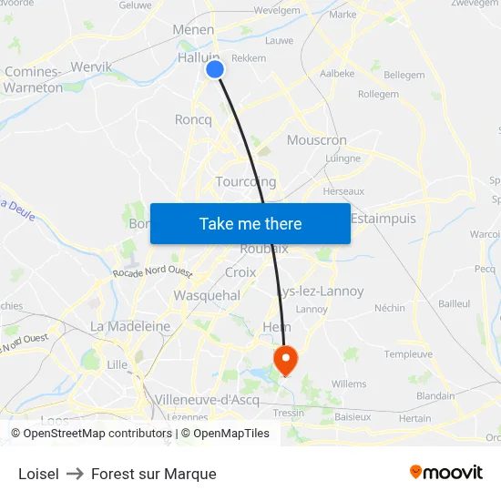 Loisel to Forest sur Marque map