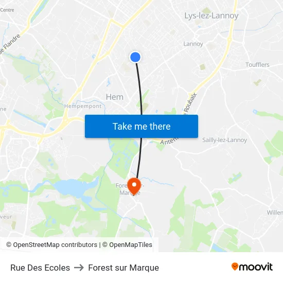 Rue Des Ecoles to Forest sur Marque map