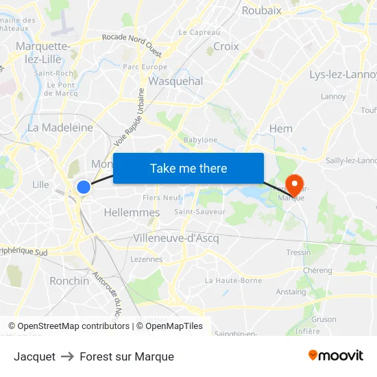 Jacquet to Forest sur Marque map
