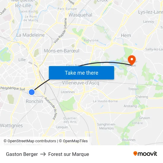 Gaston Berger to Forest sur Marque map