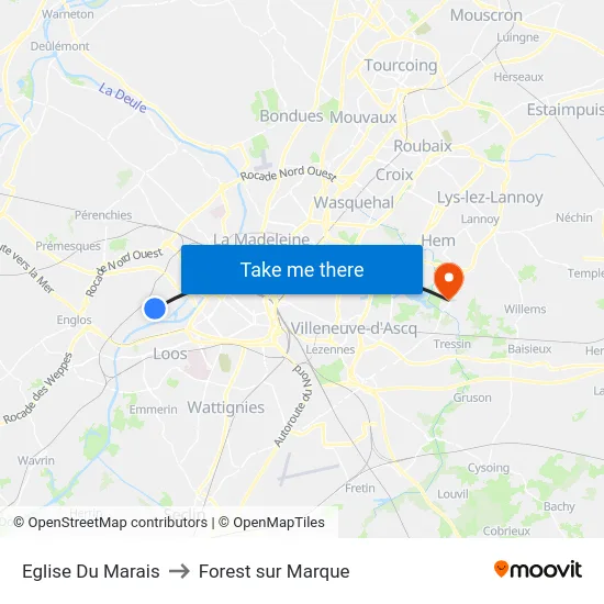 Eglise Du Marais to Forest sur Marque map