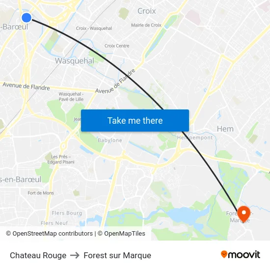 Chateau Rouge to Forest sur Marque map