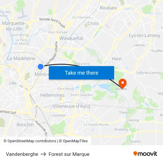 Vandenberghe to Forest sur Marque map