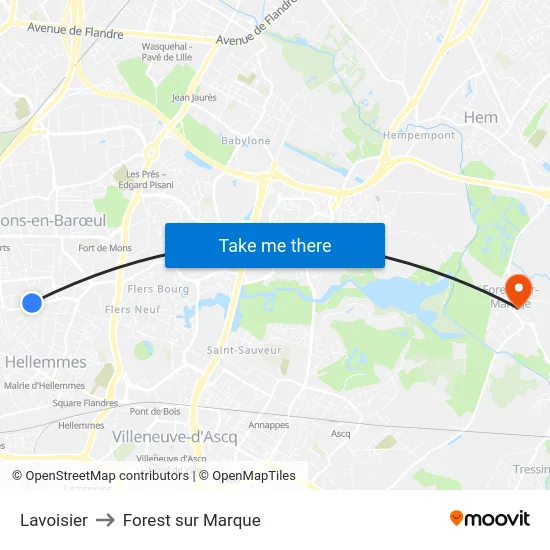 Lavoisier to Forest sur Marque map