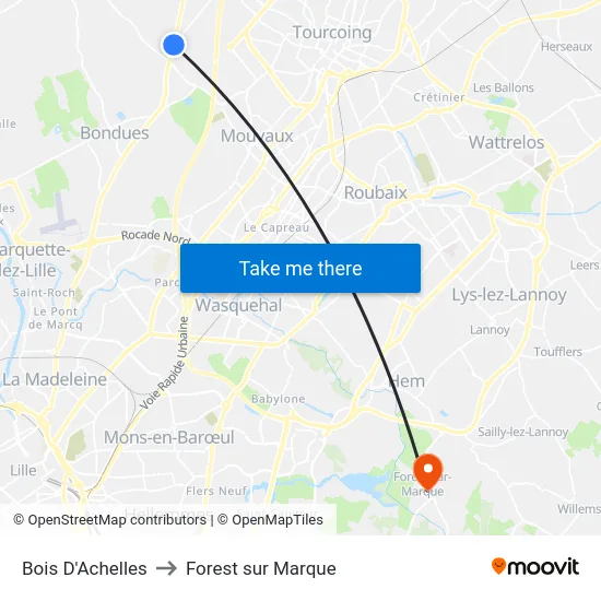 Bois D'Achelles to Forest sur Marque map
