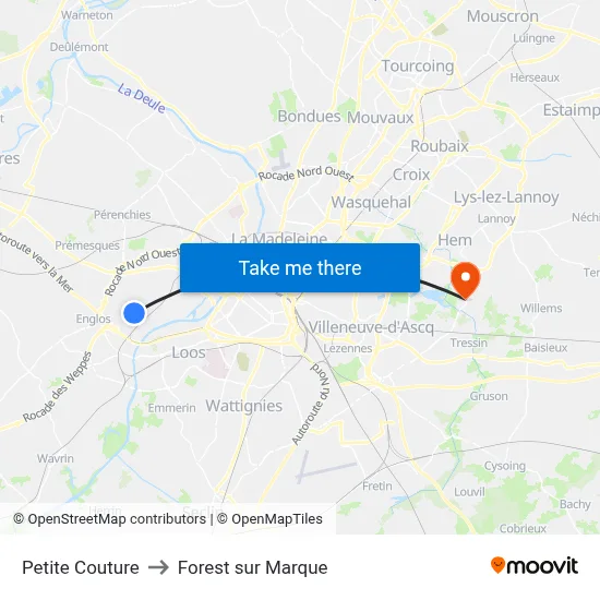 Petite Couture to Forest sur Marque map