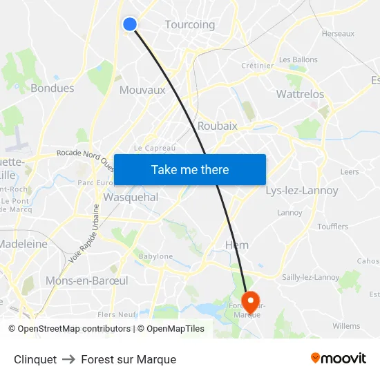 Clinquet to Forest sur Marque map