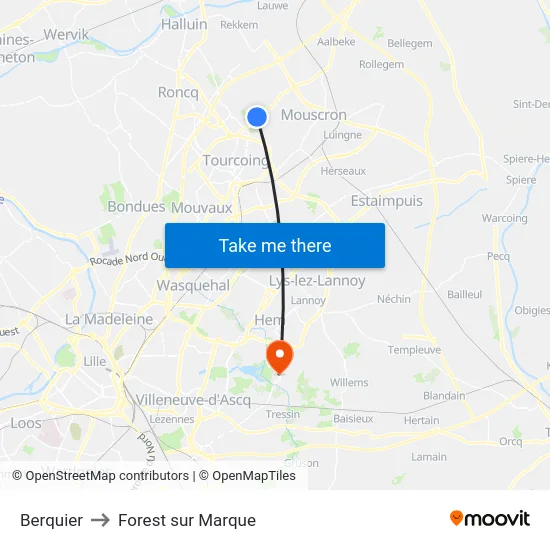 Berquier to Forest sur Marque map