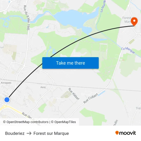Bouderiez to Forest sur Marque map