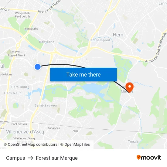 Campus to Forest sur Marque map