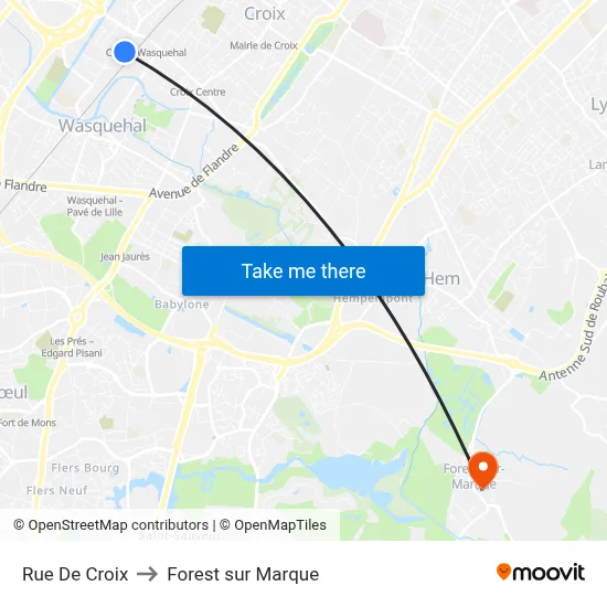 Rue De Croix to Forest sur Marque map