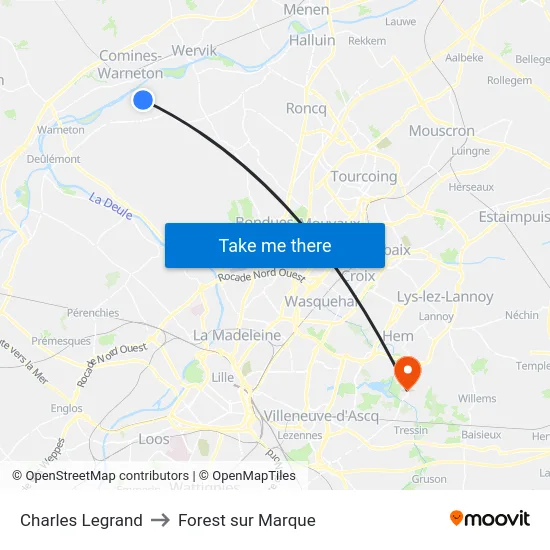 Charles Legrand to Forest sur Marque map
