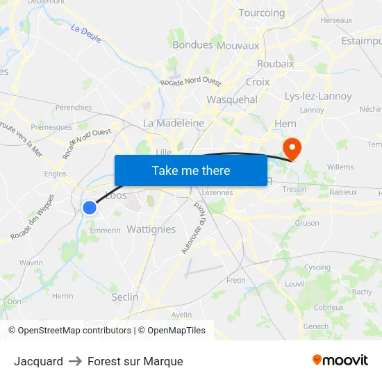 Jacquard to Forest sur Marque map