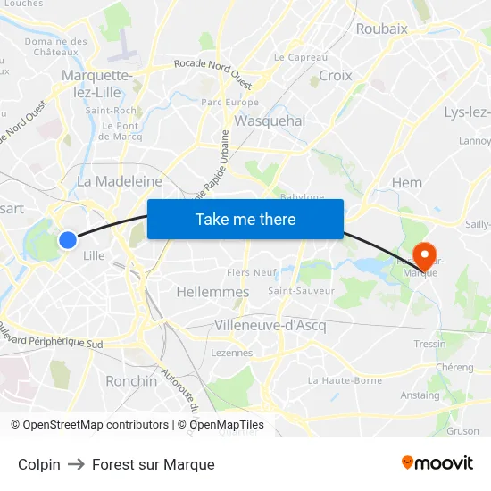 Colpin to Forest sur Marque map