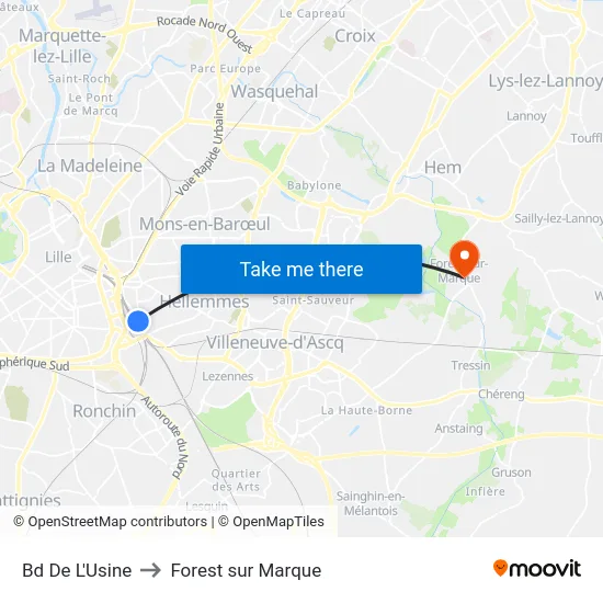 Bd De L'Usine to Forest sur Marque map