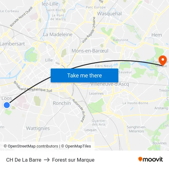 CH De La Barre to Forest sur Marque map