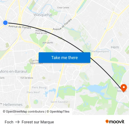 Foch to Forest sur Marque map